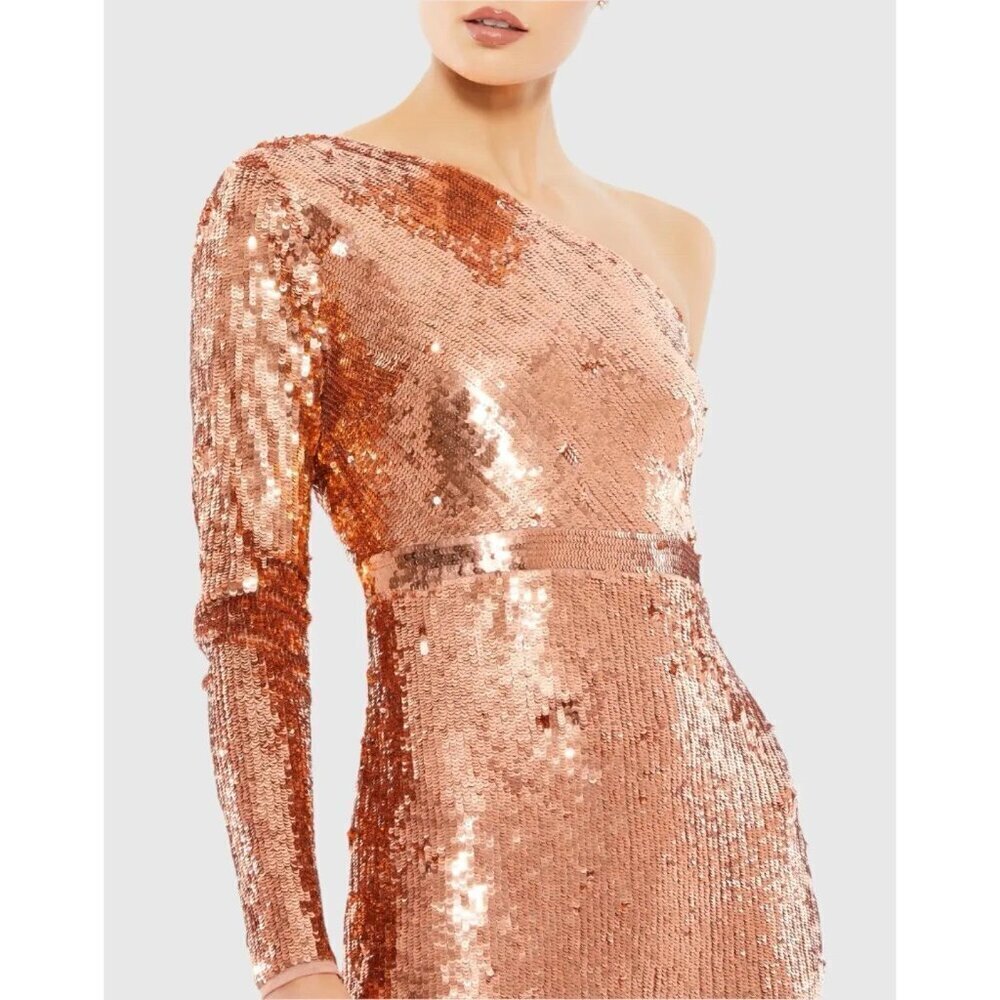 Mac Duggal Size 2 Copper 10788 Sequined Maxi Formal Evening Dress Prom Gown New - Picture 3 of 11